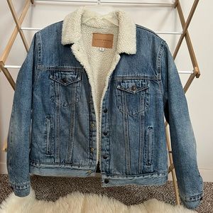 Shearling Lined Denim Trucker Jacket